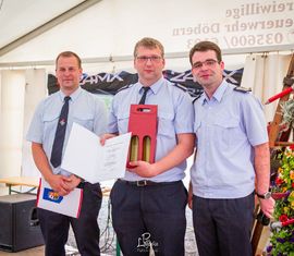 vlnr:  Norman Schlüter (stellv. Amtsbrandmeister), Clemens Meyer, Robert Buder (Vors. KFV SPN e.V.)