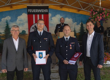 (v.l.n.r.): Dietmar Krüger (Ortsvorsteher), Sebastian Winkler, Christian Raak, Karsten Magister (stellv. Bürgermeister)