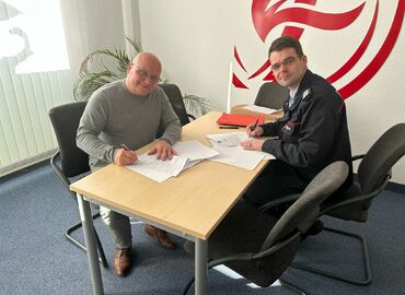 Jahresgespräch zwischen Robert Buder (rechts, KFV SPN) und René Kubisch (links Feuersozietät)