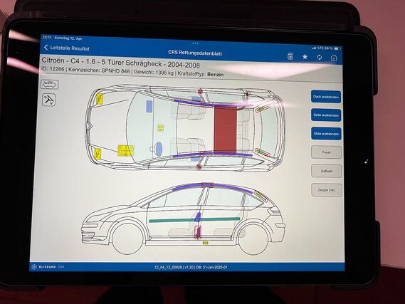 BOS Tablet mit der App "Crash Recovery System"
