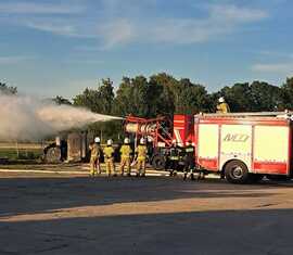 Vorführung des Abgaslöschfahrzeug Betriebsfeuerwehr Biomassehof Wonneberger