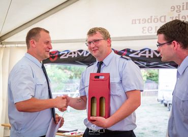 vlnr: Norman Schlüter (stellv. Amtsbrandmeister), Clemens Meyer, Robert Buder (Vors. KFV SPN e.V.)