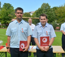 Auszeichnung der Ortswehrführer Stadtkern 
links Alexander Nicko und rechts Martin Bode