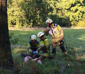 4 verletzte Personen zu Betreuen: Übung Park Branitz