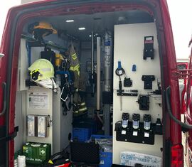 Messwagen CBRN der Werkfeuerwehr BASF beim Trainig der GSE SPN/CB