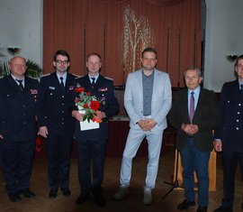 Der Drebkauer Stadtwehrführer Kamerad Sven Noack wurde mit dem Deutschen Feuerwehr-Ehrenkreuz in Silber gewürdigt.