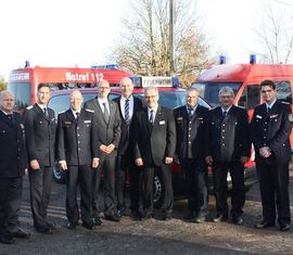 Führungsspitze der Feuerwehren im Landkreis Spree-Neiße mit Vertretern der Landesebene.