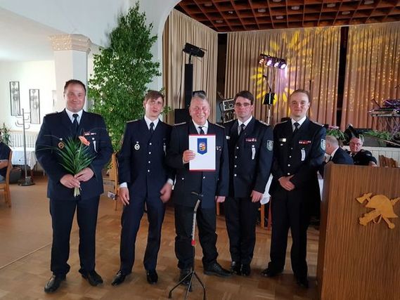 vlnr: Kam. Matthias Tscharn (stellv. OWF Sacro), Kam. Henry Zech (OWF Sacro), Kam. Eckehard Bauer, Kam. Robert Buder (Vorsitzender), Kam. Matthias Geigk (Leiter Unterverband II)