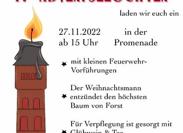Werbeplakat zum Ersten Adventsleuchten in Forst (Lausitz)