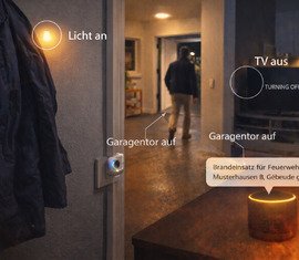EVI Lausitz -Einsatzvorinformation Smart Home Integration, schaltet Lichter, öffnet das Garagentor und schaltet Fernseher aus